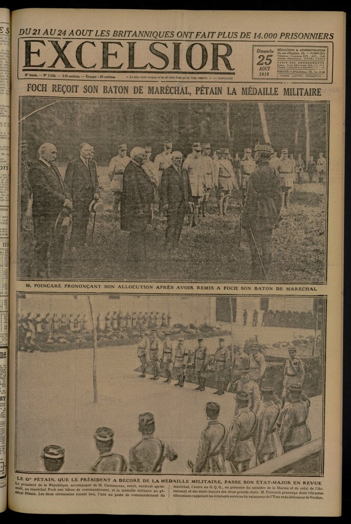 Miniatura de Excelsior: journal illustré quotidien del 25 de agosto de 1918, nº 2836