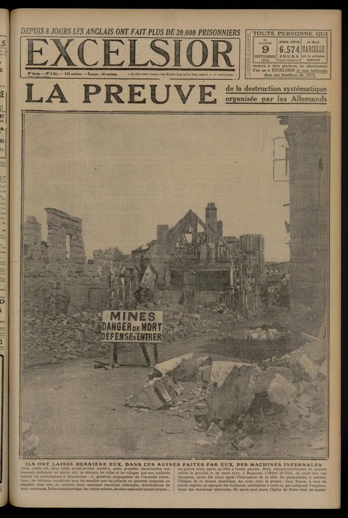Miniatura de Excelsior: journal illustré quotidien del 9 de septiembre de 1918, nº 2851