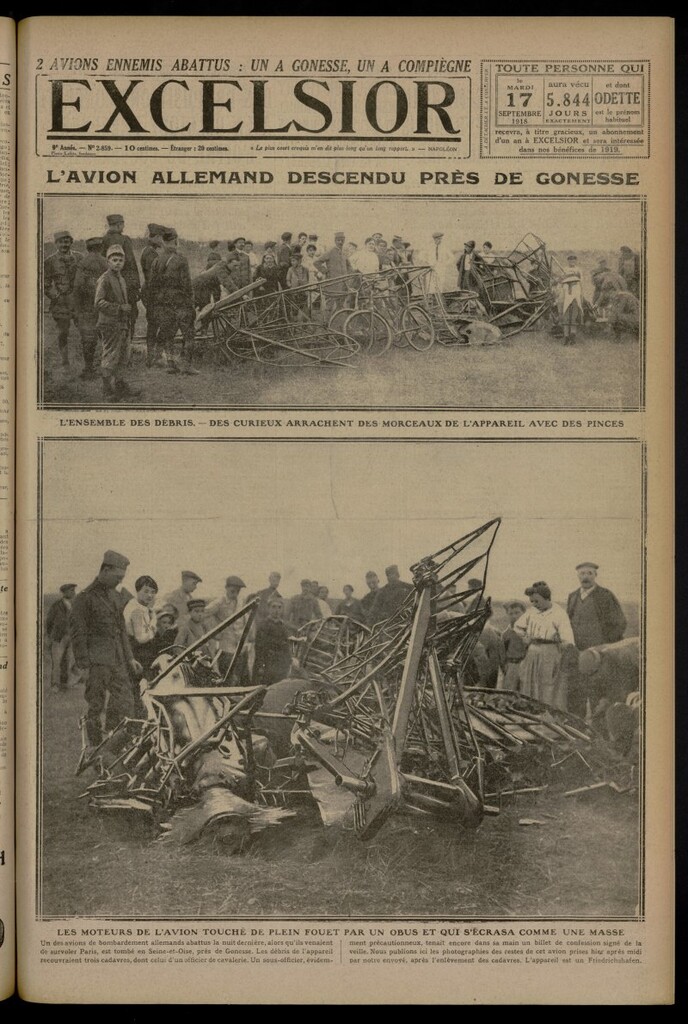 Miniatura de Excelsior: journal illustré quotidien del 17 de septiembre de 1918, nº 2859