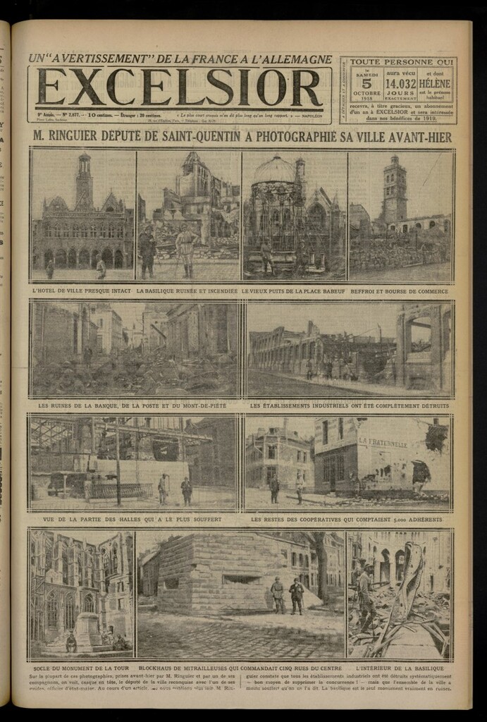 Miniatura de Excelsior: journal illustré quotidien del 5 de octubre de 1918, nº 2877