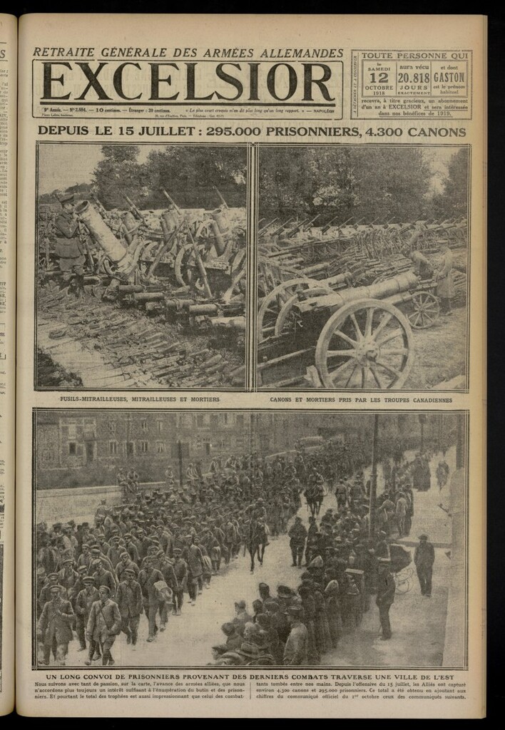 Miniatura de Excelsior: journal illustré quotidien del 12 de octubre de 1918, nº 2884