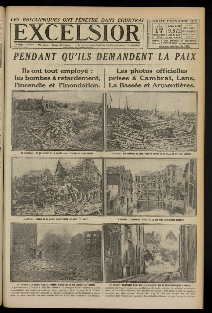 Miniatura de Excelsior: journal illustré quotidien del 17 de octubre de 1918, nº 2889