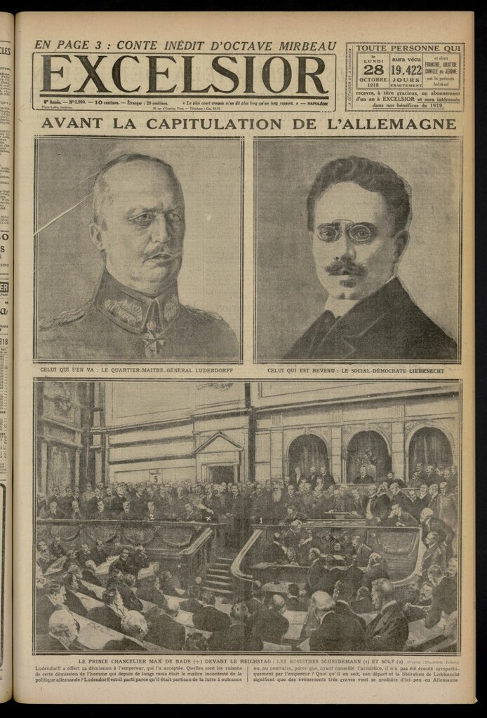 Miniatura de Excelsior: journal illustré quotidien del 28 de octubre de 1918, nº 2900