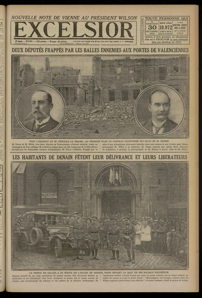 Miniatura de Excelsior: journal illustré quotidien del 30 de octubre de 1918, nº 2902