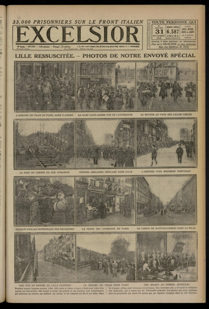 Miniatura de Excelsior: journal illustré quotidien del 31 de octubre de 1918, nº 2903