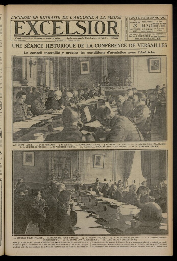 Miniatura de Excelsior: journal illustré quotidien del 3 de noviembre de 1918, nº 2906