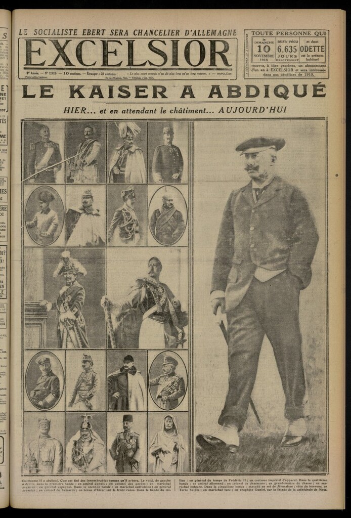 Miniatura de Excelsior: journal illustré quotidien del 10 de noviembre de 1918, n º 2913