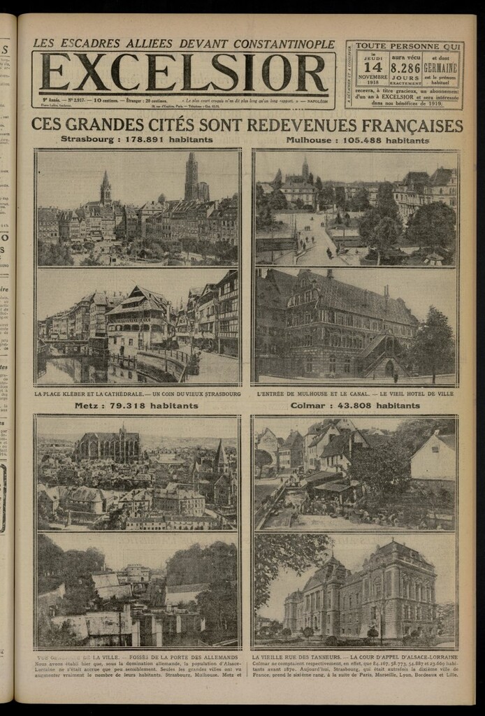 Miniatura de Excelsior: journal illustré quotidien del 14 de noviembre de 1918, nº 2917