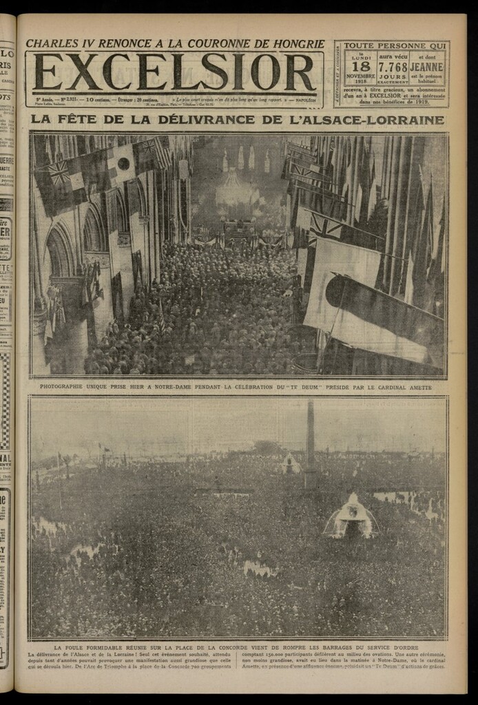 Miniatura de Excelsior: journal illustré quotidien del 18 de noviembre de 1918, nº 2921