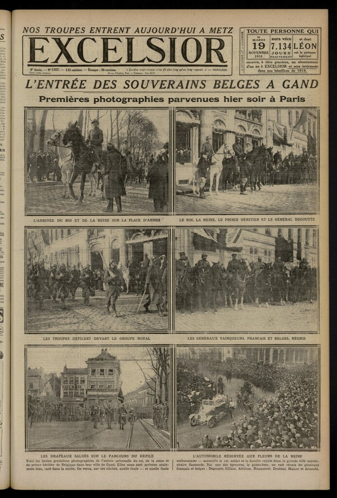 Miniatura de Excelsior: journal illustré quotidien del 19 de noviembre de 1918, nº 2922