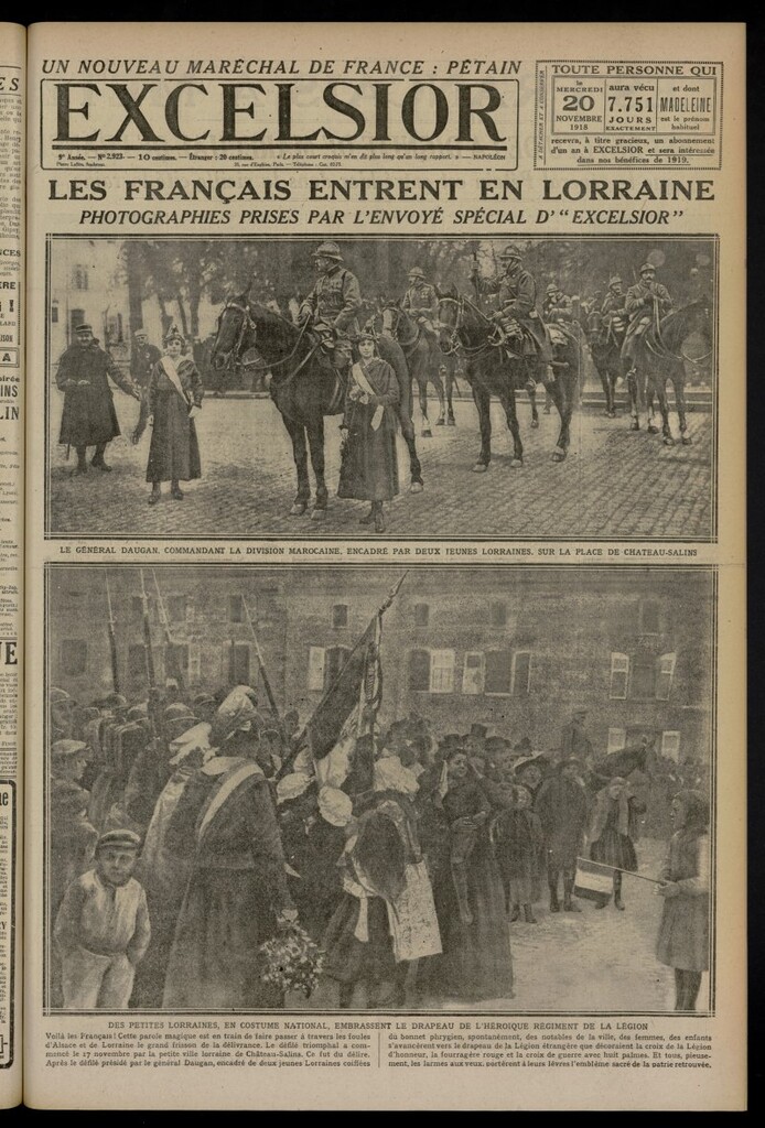 Miniatura de Excelsior: journal illustré quotidien del 20 de noviembre de 1918, nº 2923