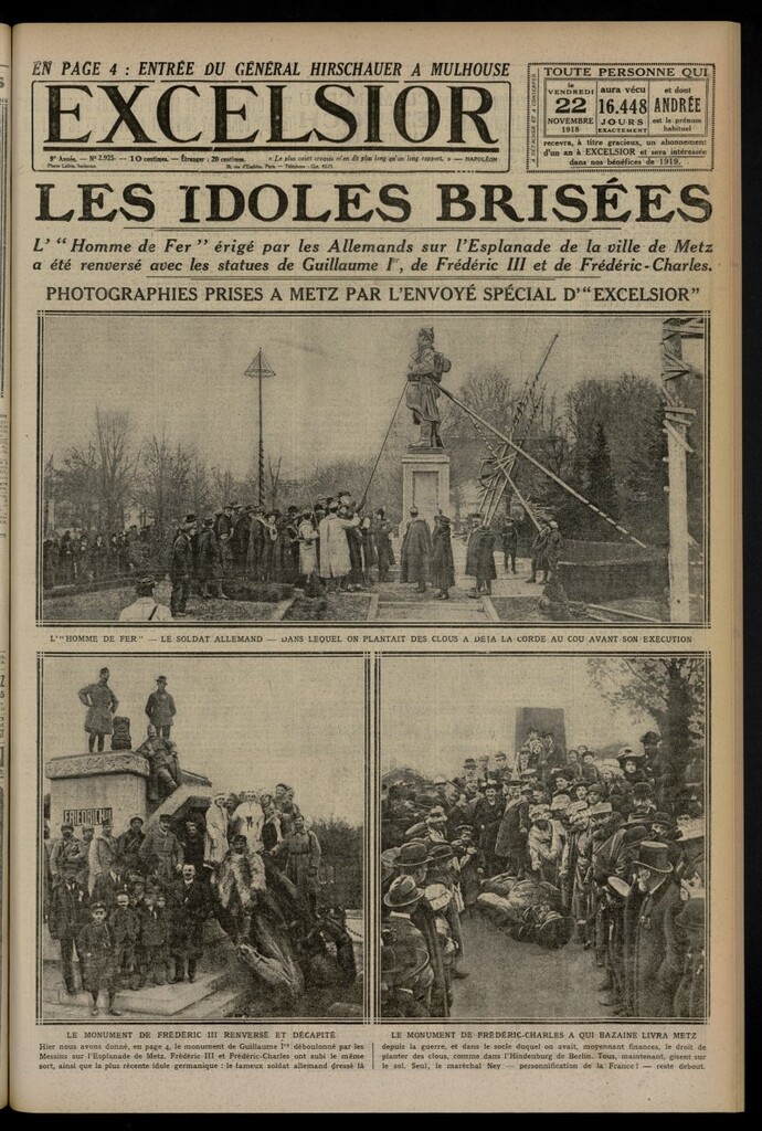 Miniatura de Excelsior: journal illustré quotidien del 22 de noviembre de 1918, nº 2925