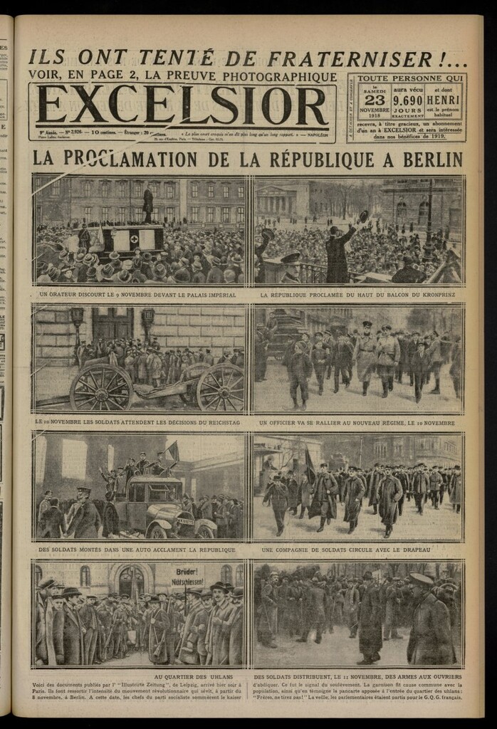 Miniatura de Excelsior: journal illustré quotidien del 23 de noviembre de 1918, nº 2926
