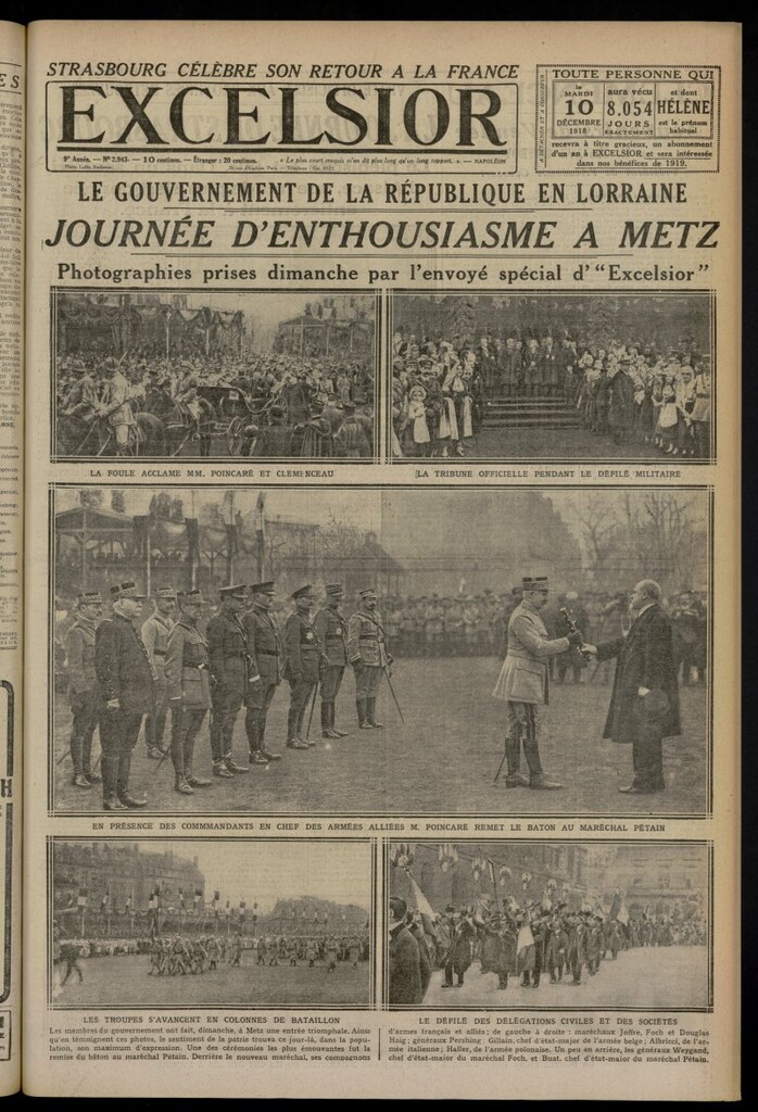 Miniatura de Excelsior: journal illustré quotidien del 10 de diciembre de 1918, nº 2943