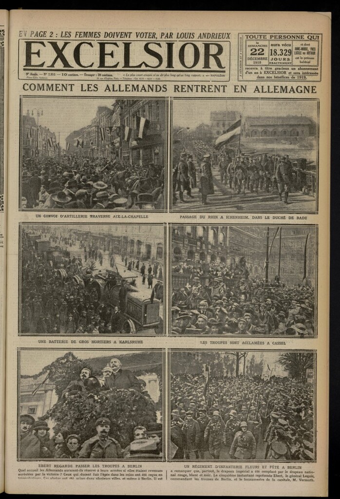 Miniatura de Excelsior: journal illustré quotidien del 22 de diciembre de 1918, nº 2955