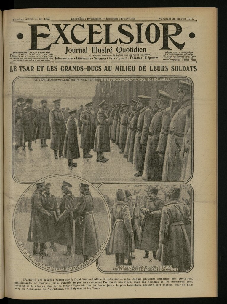 Miniatura de Excelsior: journal illustré quotidien del 21 de enero de 1916, nº 1893