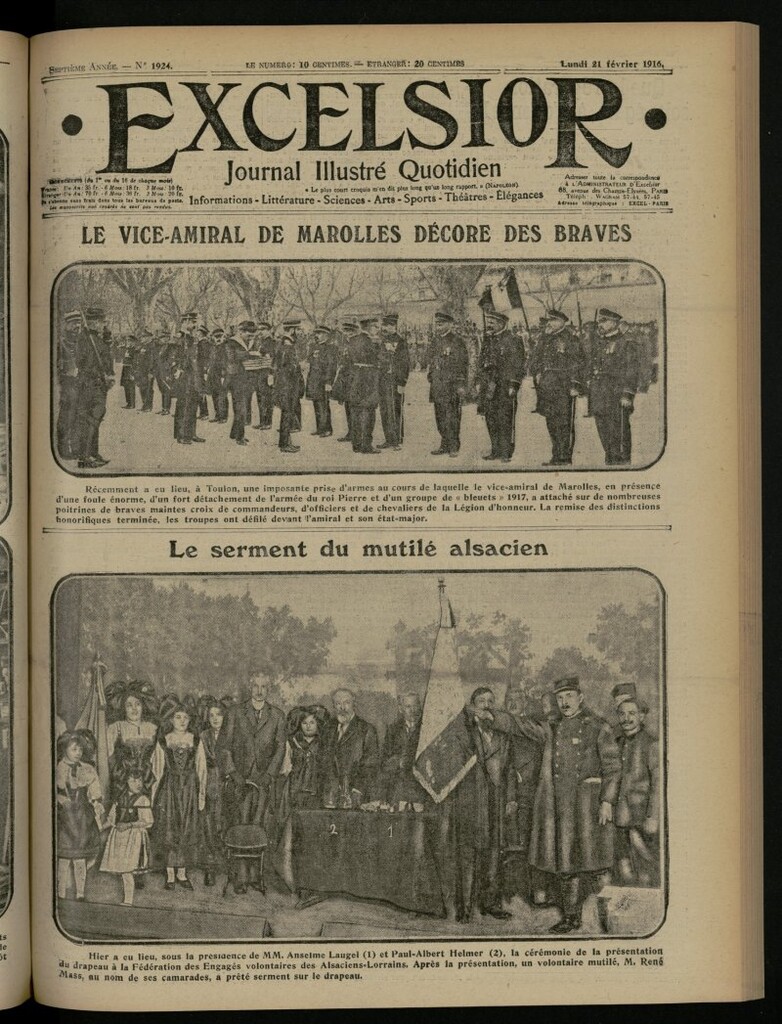 Miniatura de Excelsior: journal illustré quotidien del 21 de febrero de 1916, nº 1924