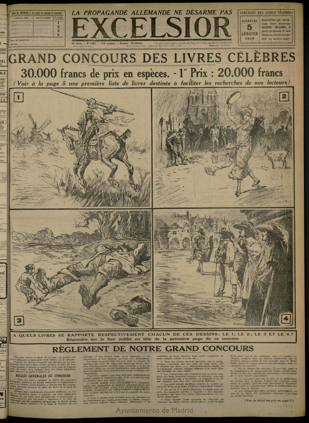 Miniatura de Excelsior: journal illustré quotidien del 5 de enero de 1919, nº 2969