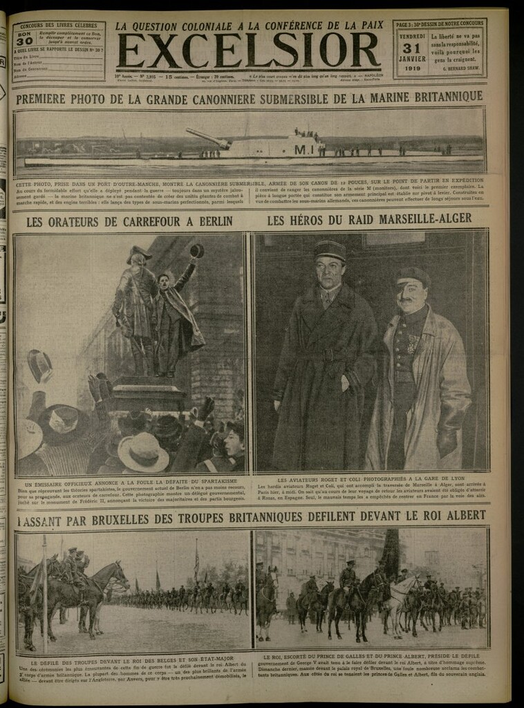 Miniatura de Excelsior: journal illustré quotidien del 31 de enero de 1919, nº 2995
