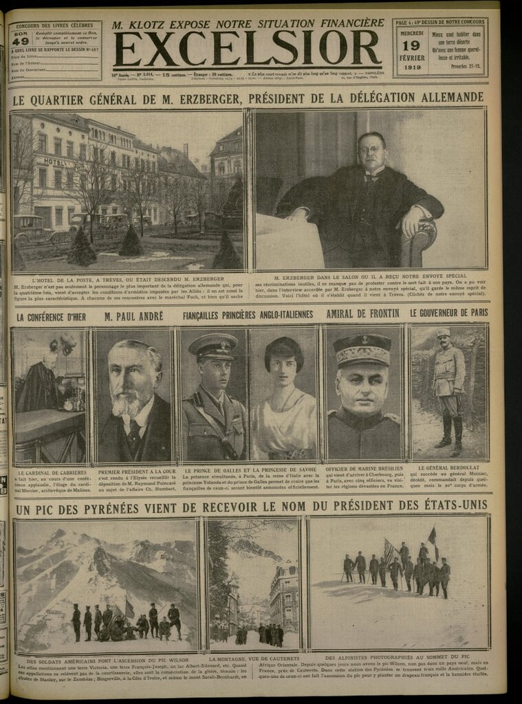 Miniatura de Excelsior: journal illustré quotidien del 19 de febrero de 1919, nº 3014