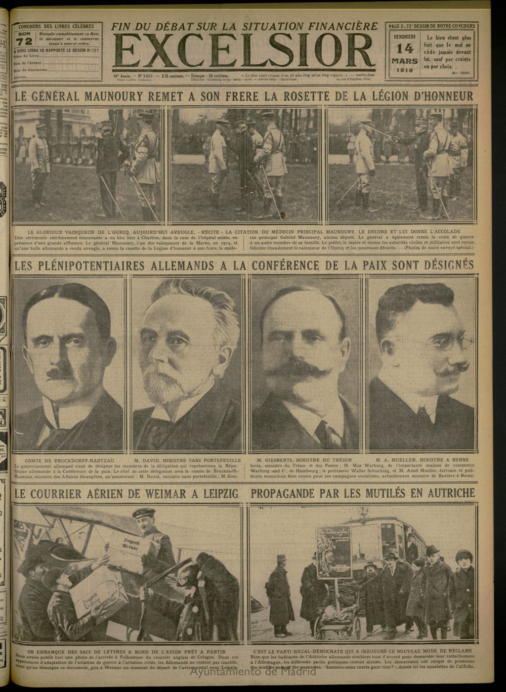 Miniatura de Excelsior: journal illustré quotidien del 14 de marzo 1919, nº 3037