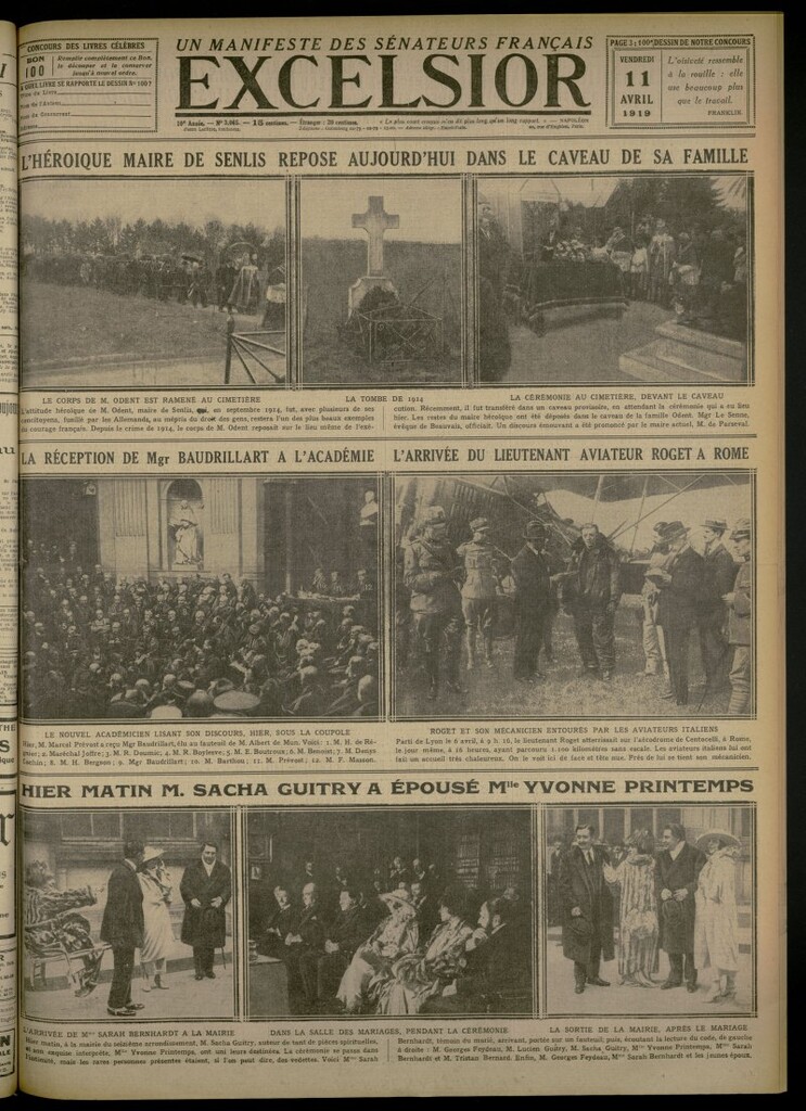 Miniatura de Excelsior: journal illustré quotidien del 11 de abril de 1919, nº 3065