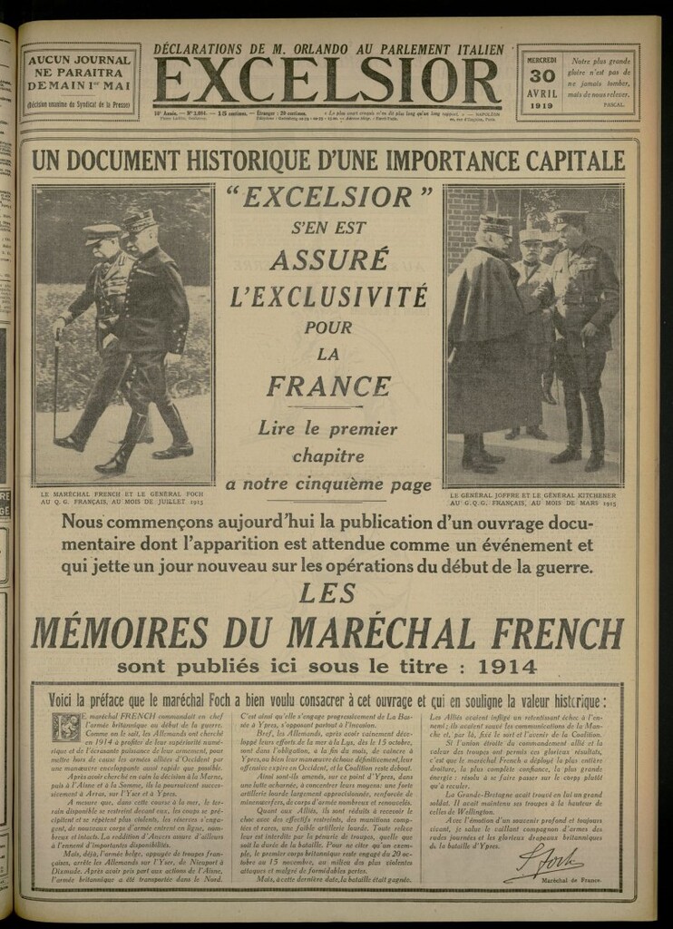 Miniatura de Excelsior: journal illustré quotidien del 30 de abril de 1919, nº 3084