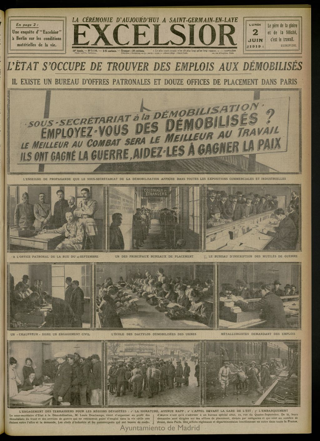 Miniatura de Excelsior: journal illustré quotidien del 2 de junio de 1919, nº 3116
