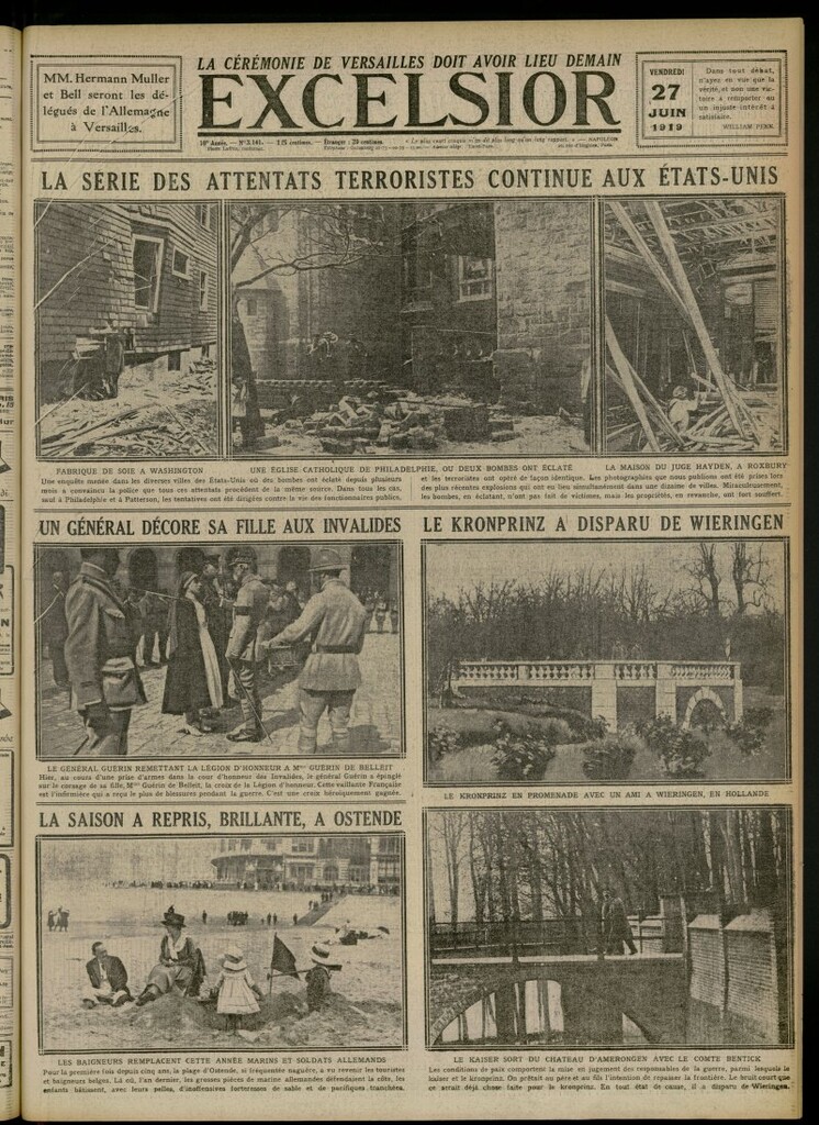 Miniatura de Excelsior: journal illustré quotidien del 27 de junio de 1919, nº 3141