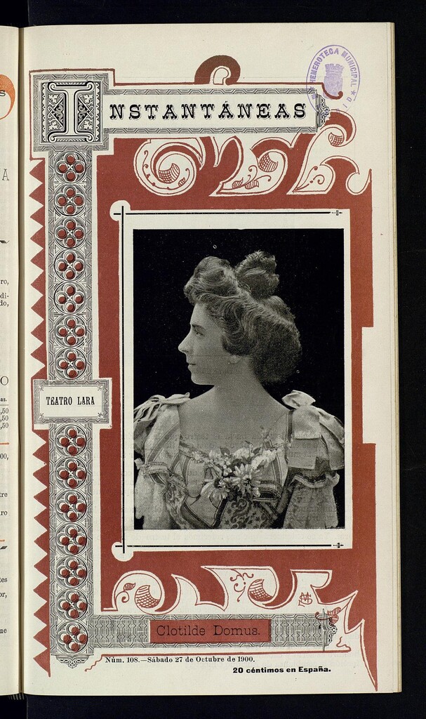 Miniatura de Instantáneas : revista semanal de artes y letras del 27 de octubre de 1900. Número 108