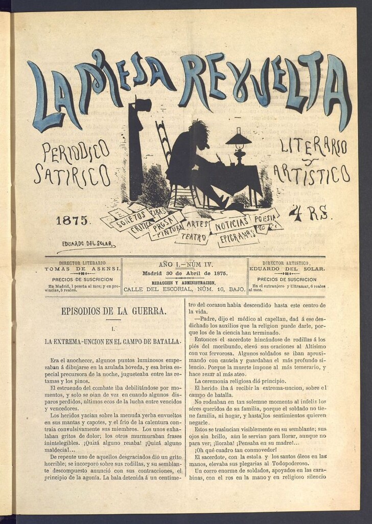 Miniatura de La Mesa revuelta: periódico satírico literario y artístico del 30 de abril de 1875. Nº 4