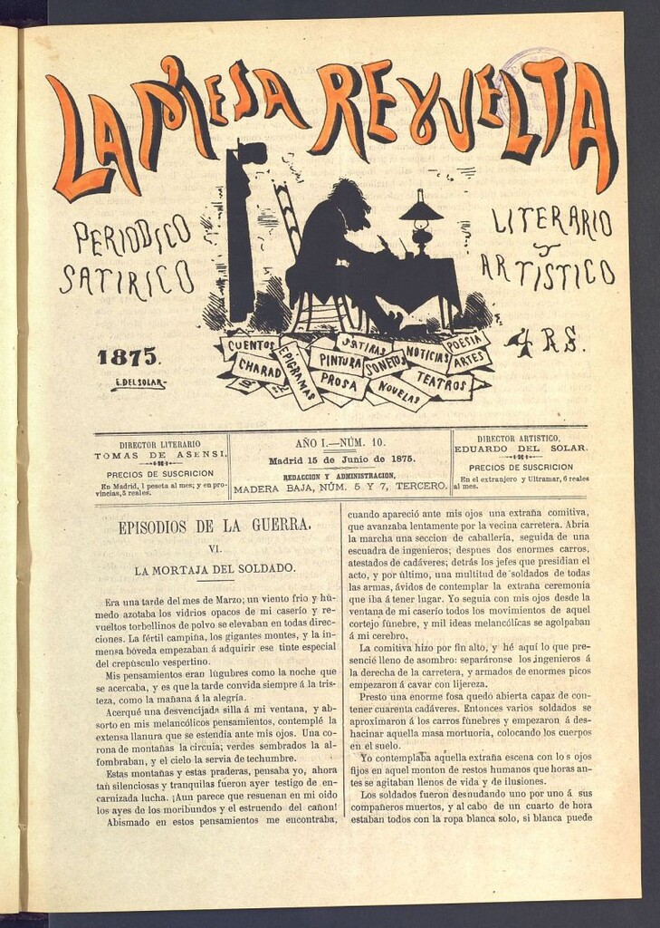 Miniatura de La Mesa revuelta: periódico satírico literario y artístico del 15 de junio de 1875. Nº 10