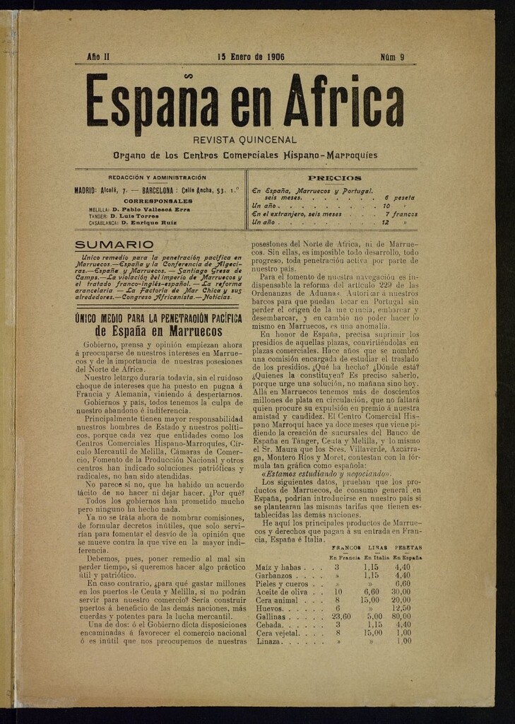 Miniatura de España en África de 15 de enero de 1906, nº 9