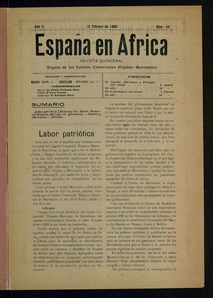 Miniatura de España en África de 15 de febrero de 1906, nº 10