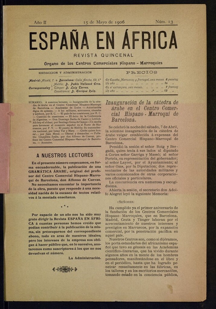Miniatura de España en África de 15 de mayo de 1906, nº 13