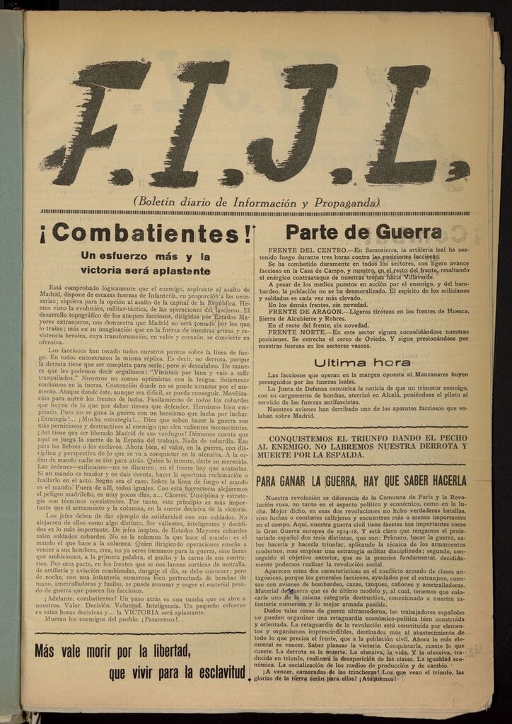 Miniatura de FIJL: Boletín Diario de Información y Propaganda