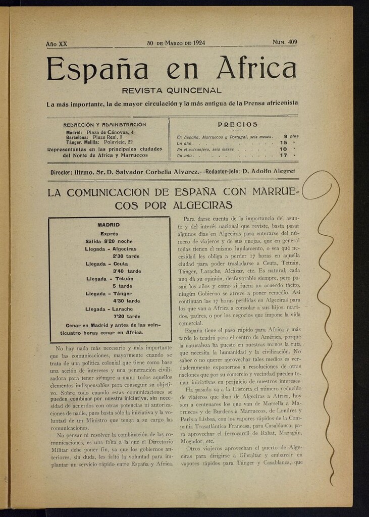 Miniatura de España en África de 30 de marzo de 1924, nº 409