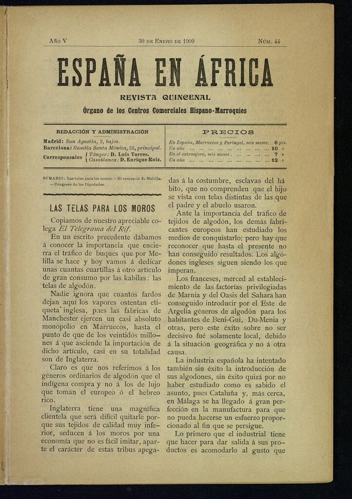 Miniatura de España en África de 30 de enero de 1909, nº 44