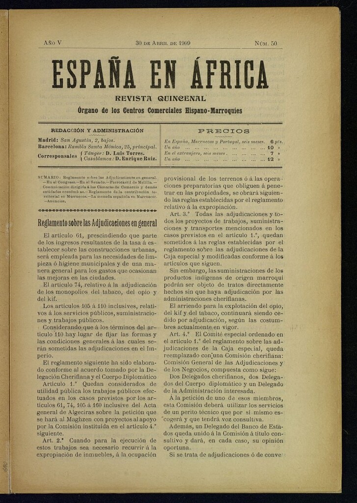 Miniatura de España en África de 30 de abril de 1909, nº 50