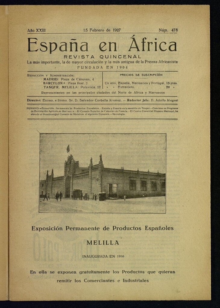 Miniatura de España en África de 15 de febrero de 1927, nº 478