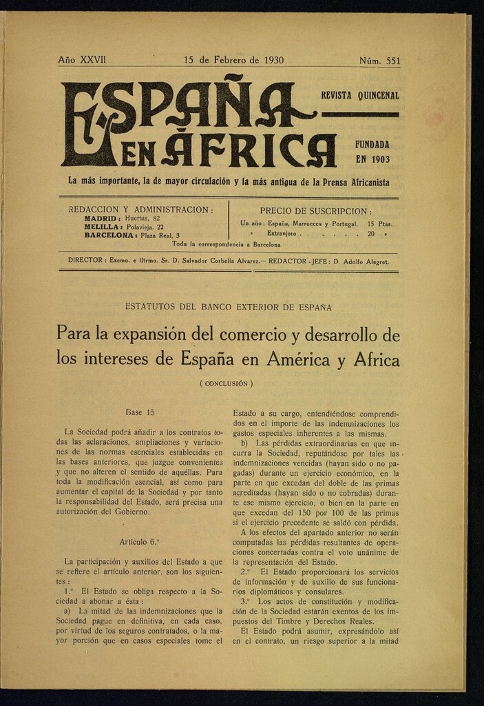 Miniatura de España en África de 15 de febrero de 1930, nº 551