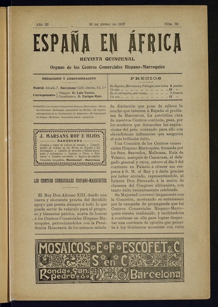 Miniatura de España en África de 30 de enero de 1907, nº 30