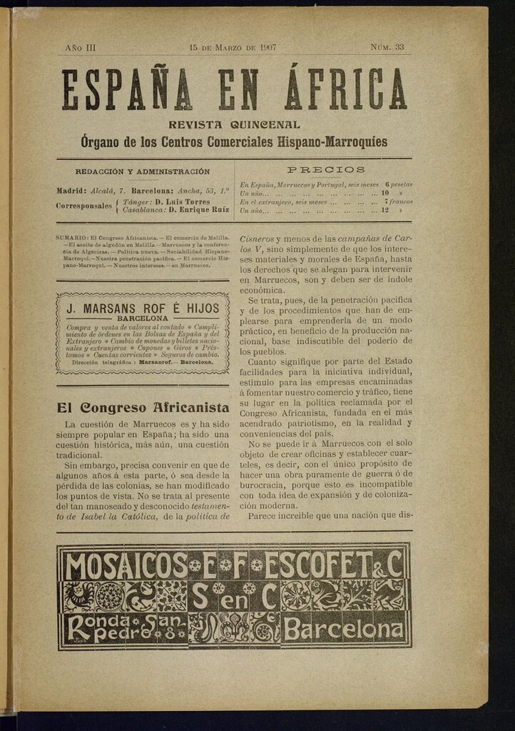 Miniatura de España en África de 15 de marzo de 1907, nº 33
