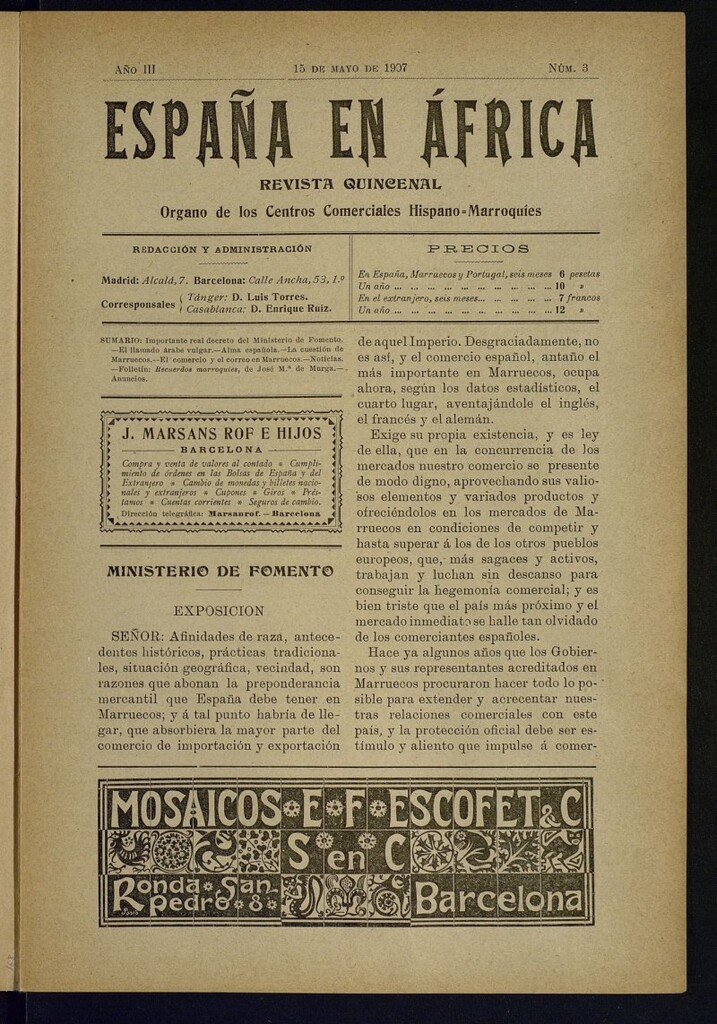 Miniatura de España en África de 15 de mayo de 1907, nº 3