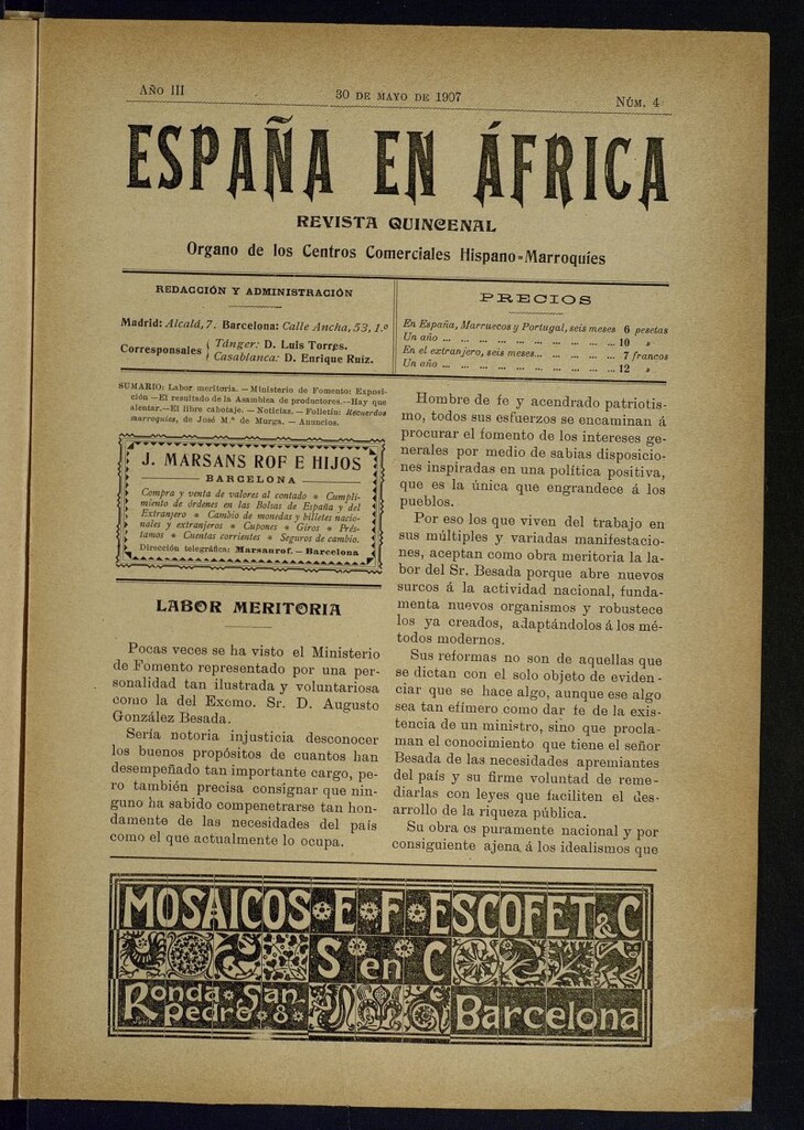 Miniatura de España en África de 30 de mayo de 1907, nº 4