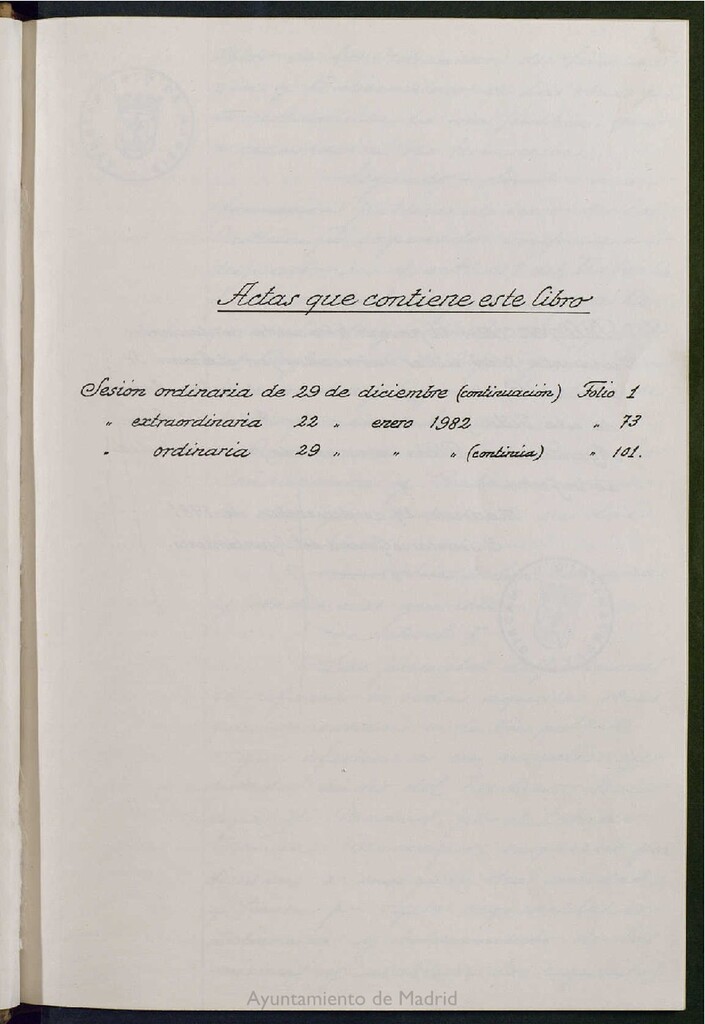 Miniatura de Actas de acuerdos del Pleno del Ayuntamiento. Tomo 8 del año 1981 (29 diciembre a 29 enero 1982)