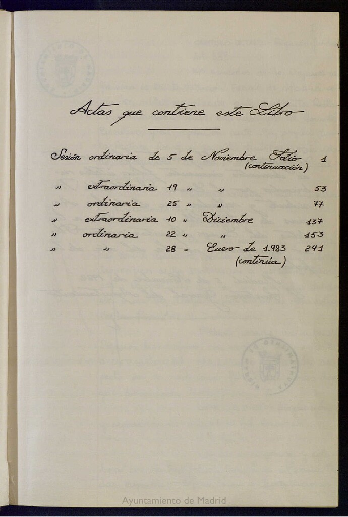 Miniatura de Actas de acuerdos del Pleno del Ayuntamiento. Tomo 7 del año 1982 (5 noviembre a 28 enero 1983)