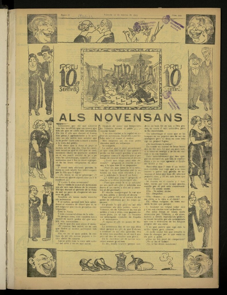 Miniatura de La Traca : semanari bilingüe festiu y lliterari de 10 de febrero de 1923, nº 599