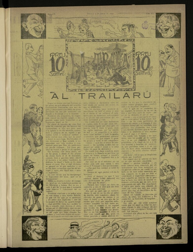 Miniatura de La Traca : semanari bilingüe festiu y lliterari de 3 de marzo de 1923, nº 601