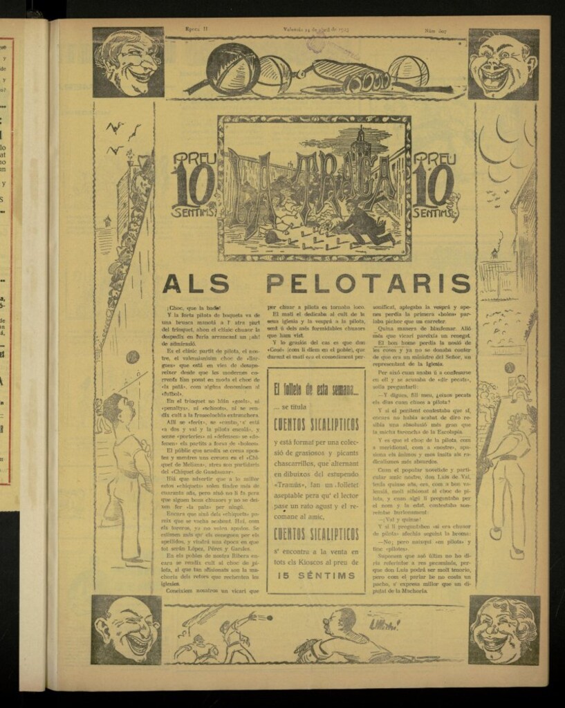 Miniatura de La Traca : semanari bilingüe festiu y lliterari de 14 de abril de 1923, nº 607